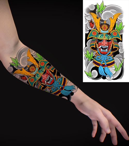 Hình xăm nhật cổ mini vòng tay Samurai