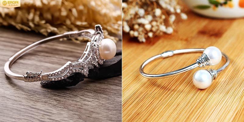 Lắc tay bạc kết hợp ngọc trai tinh tế, mang vẻ đẹp cổ điển và quý phái.