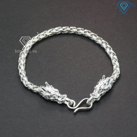 Lắc tay bạc nam 5 chỉ thiết kế đầu rồng mạnh mẽ