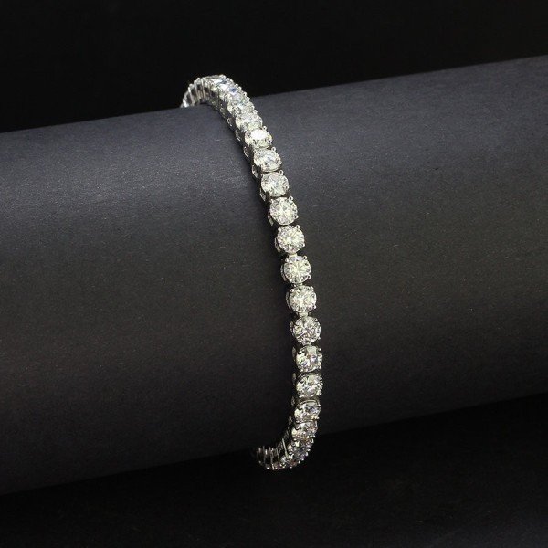 Lắc tay bạch kim cho nữ phong cách tennis đính kim cương Moissanite sang trọng
