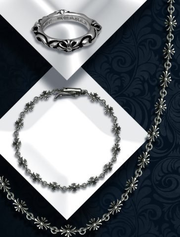 Lắc tay Chrome Hearts bạc Thái thiết kế biểu tượng phong cách