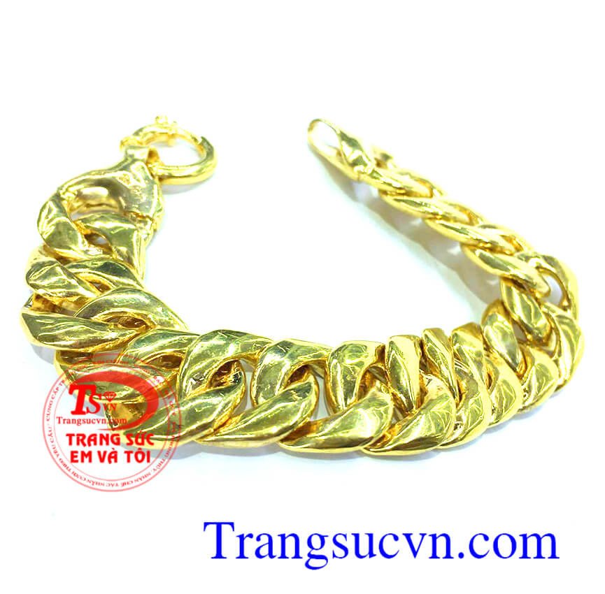 Lắc tay nam vàng 18k 1 cây kiểu dáng xích vuông mạnh mẽ