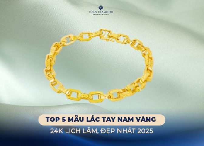 Lắc tay nam vàng 24k bản to, thiết kế mạnh mẽ