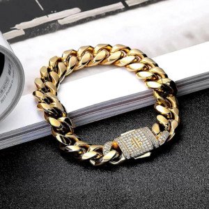 Lắc tay nam vàng 24K đính đá quý lấp lánh