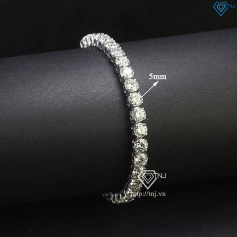 lắc tay tennis PNJ đính Moissanite lấp lánh, phụ kiện bạc 925 sang trọng
