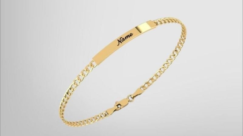 Lắc tay vàng 18k cho nam giới khắc tên cá nhân, tạo dấu ấn độc đáo