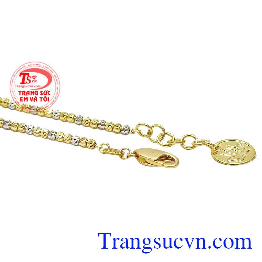 Lắc tay vàng bi nhỏ kết hợp hài hòa vàng màu và vàng trắng