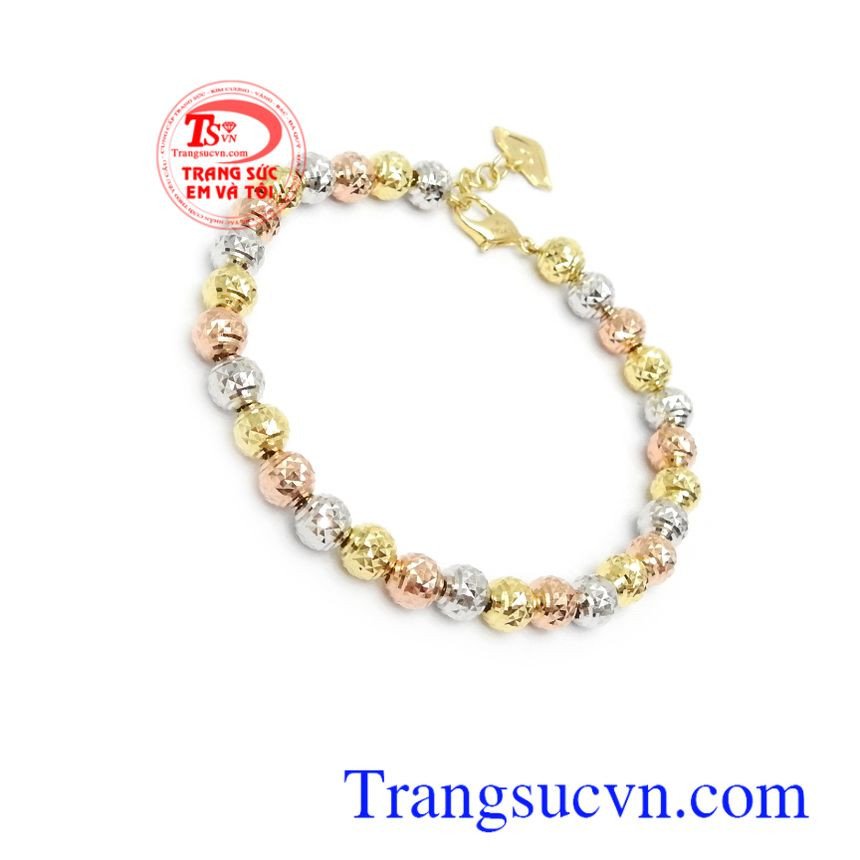 Lắc tay vàng bi tròn 10K tạo điểm nhấn cá tính, dịu dàng cho phái đẹp