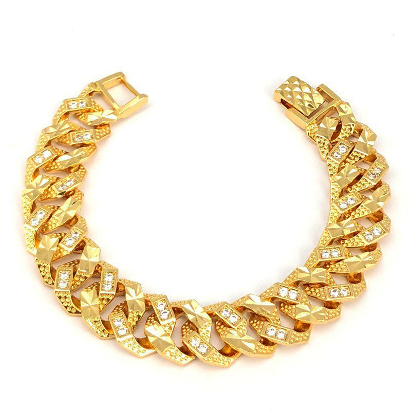 Lắc tay vàng nam 24k đính kim cương lấp lánh, biểu tượng của sự giàu sang và đẳng cấp vượt trội