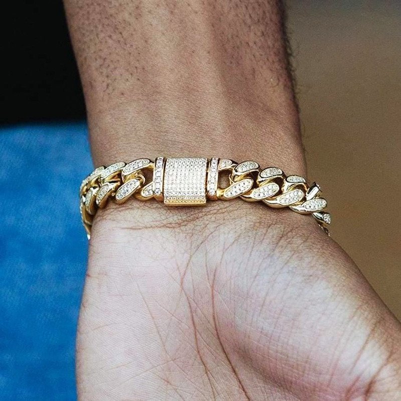 Lắc tay vàng nam 24k kiểu xích Cuba mạnh mẽ, thiết kế hiện đại và đầy cá tính