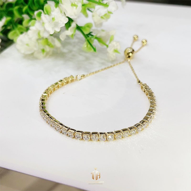 Lắc tay vàng nữ đính đá CZ lấp lánh