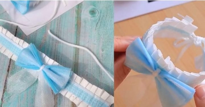 Làm vòng tay đơn giản từ khẩu trang cho bé