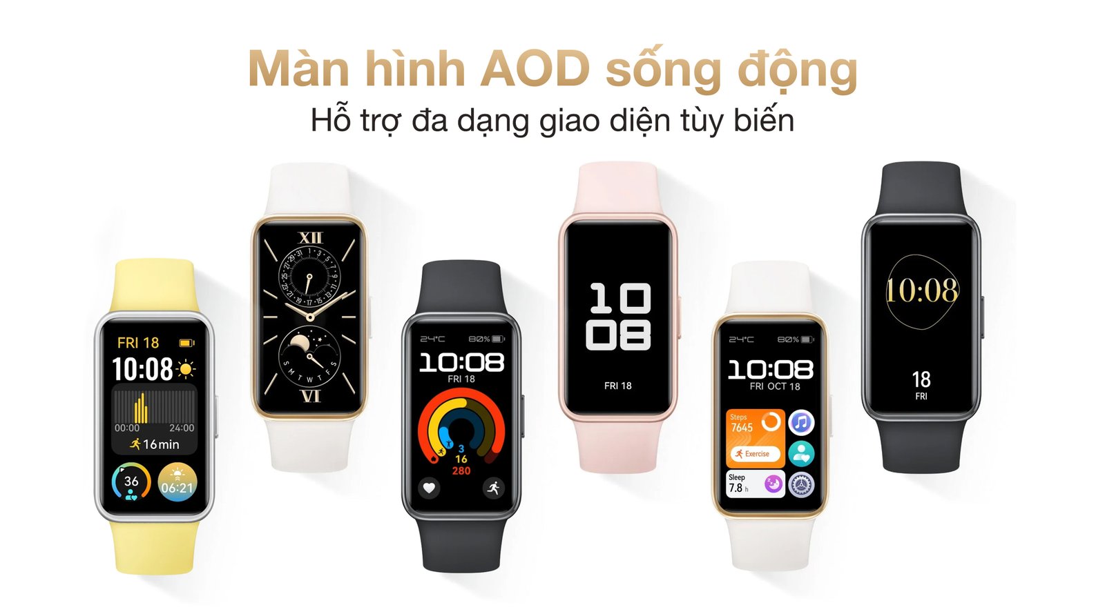 Màn hình AMOLED Always On Display rực rỡ trên vòng tay thông minh Honor Band 9