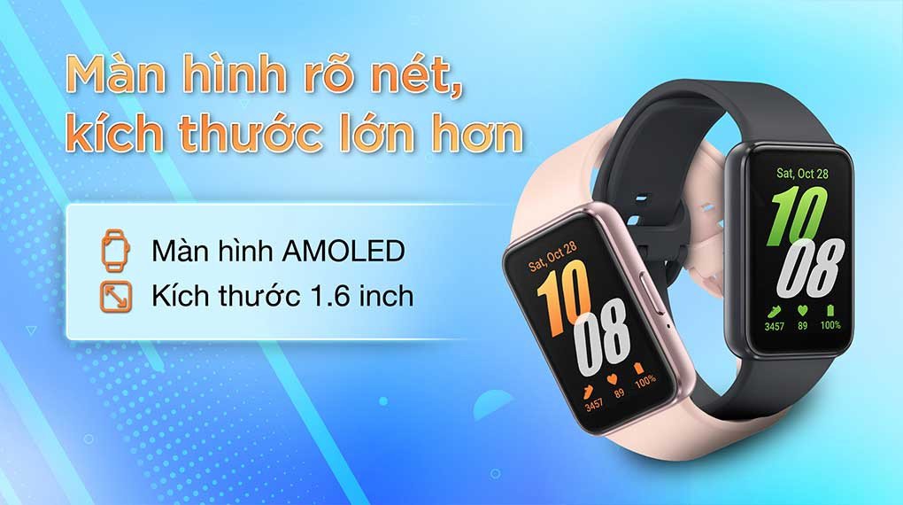 Màn hình AMOLED sắc nét của vòng tay thông minh Samsung Galaxy Fit3
