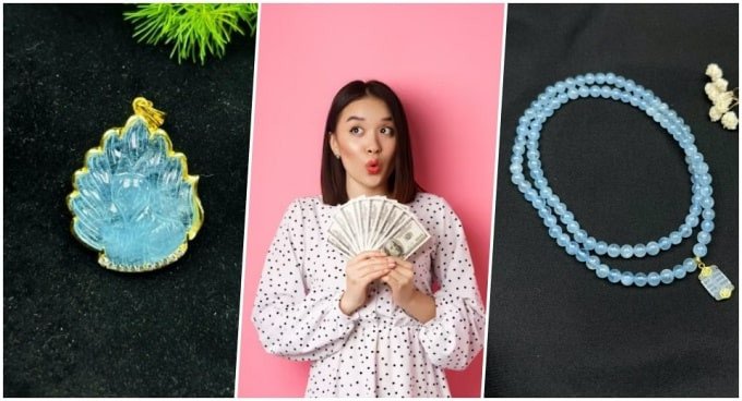 Mặt dây chuyền và vòng tay đá Aquamarine tinh xảo