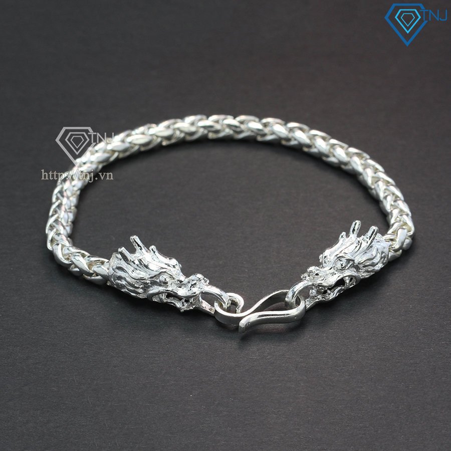 Mẫu lắc tay bạc nam 5 chỉ đầu rồng tinh xảo