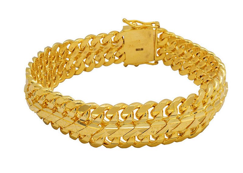 Mẫu lắc tay vàng nam 24k kiểu mắt xích đồng hồ lịch lãm, kết hợp hài hòa với trang phục