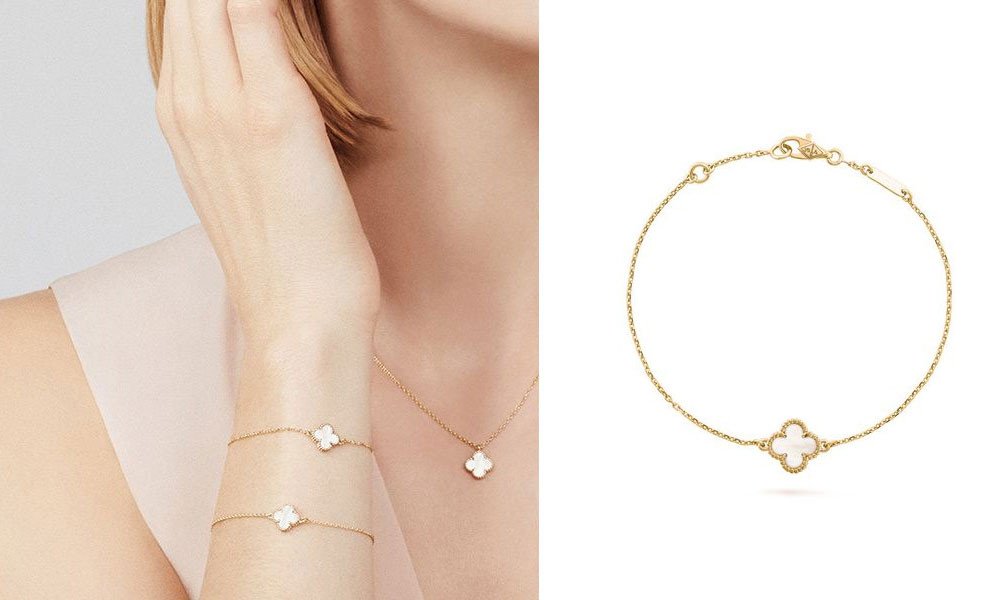Mẫu vòng tay Van Cleef Arpels Sweet Alhambra mặt xà cừ, ảnh hưởng đến giá vòng tay Van Cleef chính hãng