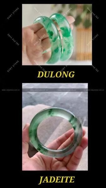 Sắc thái màu xanh đặc trưng của vòng tay đá Dulong