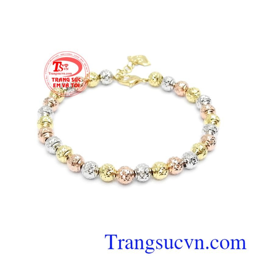 Thiết kế lắc tay vàng bi tròn 10K được chế tác tỉ mỉ, đảm bảo chất lượng vàng