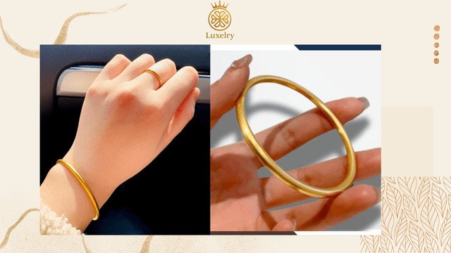 Thiết kế vòng tay vàng 18k trơn tinh tế, thể hiện vẻ đẹp thanh lịch của người đeo