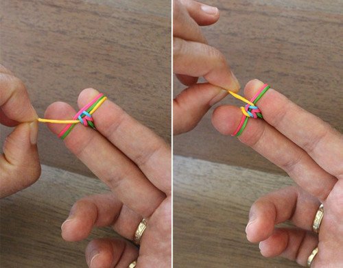 Tiếp tục tết dây thun đến độ dài mong muốn