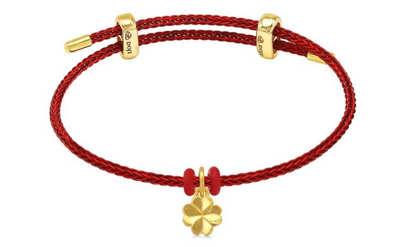 Vòng charm vàng 24K cỏ bốn lá cầu may mắn