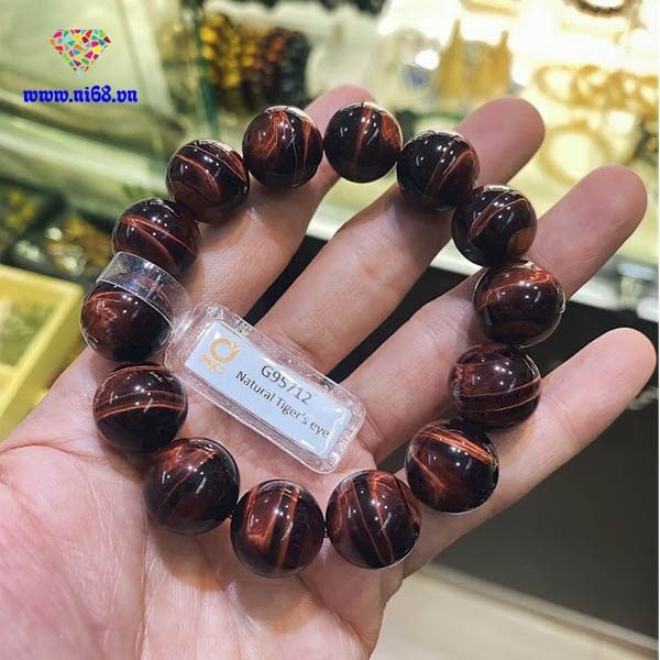 Vòng Mắt Hổ Đỏ Nâu 14mm chuẩn cao cấp (premium)