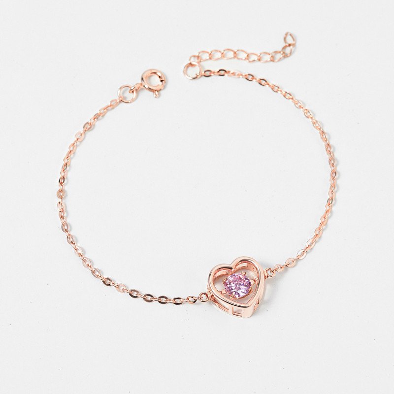 Vòng Tay Bạc 925 Trái Tim Đá Nhảy Bling Heart