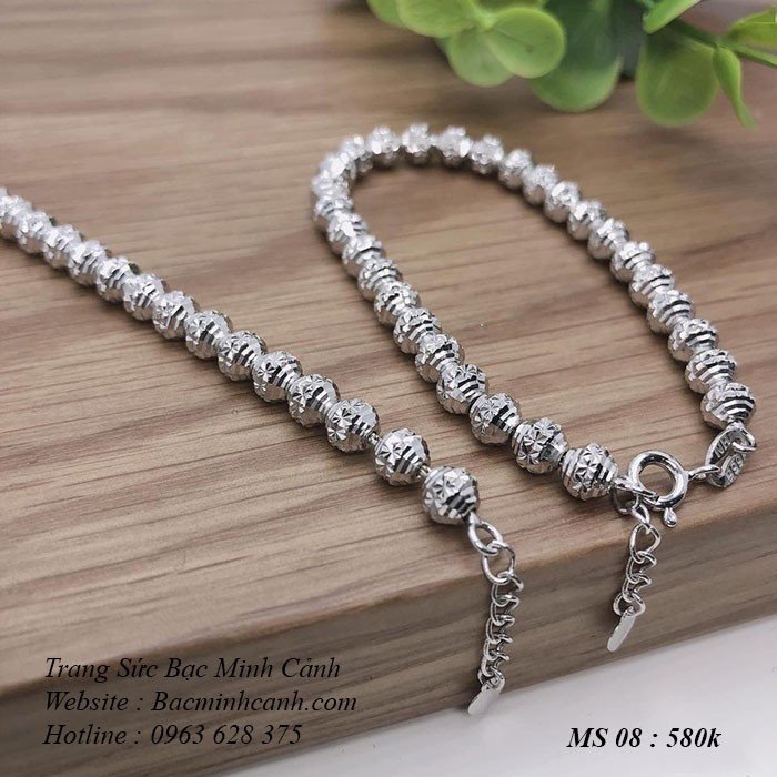 Vòng tay bạc nữ mạ bạch kim đơn giản, thanh lịch