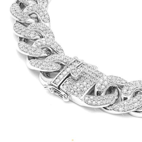 Vòng tay Cuban bạc đính đá lấp lánh, sang trọng cho con trai