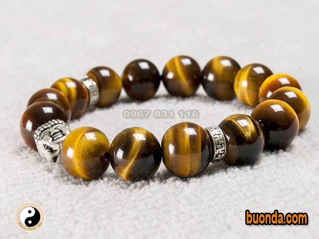 Vòng tay đá mắt hổ vàng kích thước lớn dành cho nam mệnh Thổ