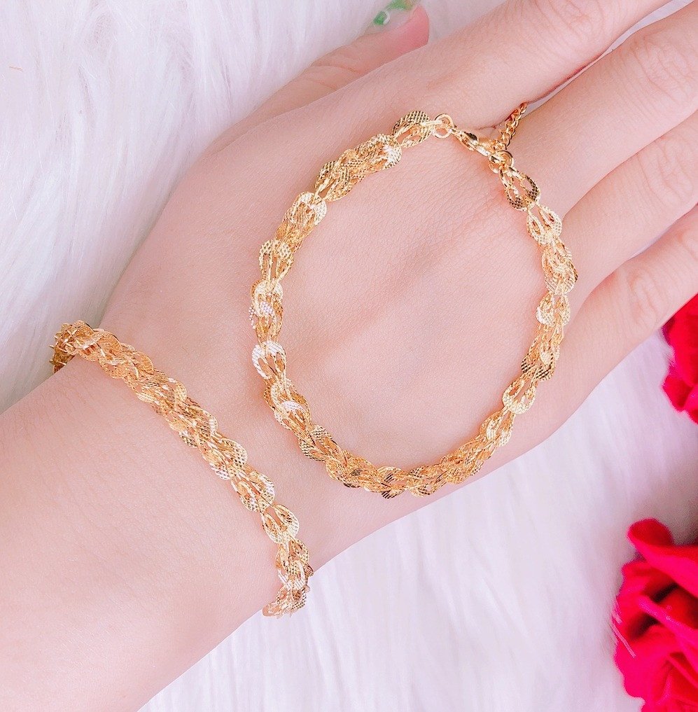 Vòng tay đôi bạn thân bằng vàng hồng sang trọng