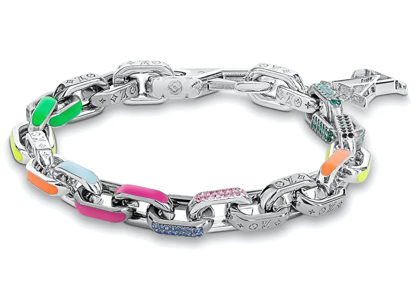 Vòng tay Louis Vuitton Paradise Chain Bracelet với các mắt xích kim loại và họa tiết Monogram tinh tế.