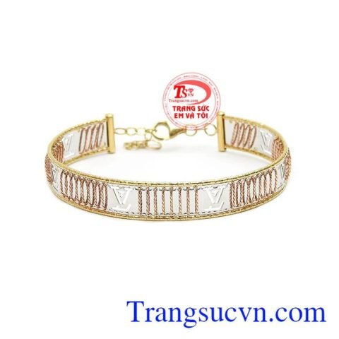 Vòng tay LV vàng 18k sang trọng với thiết kế tinh xảo