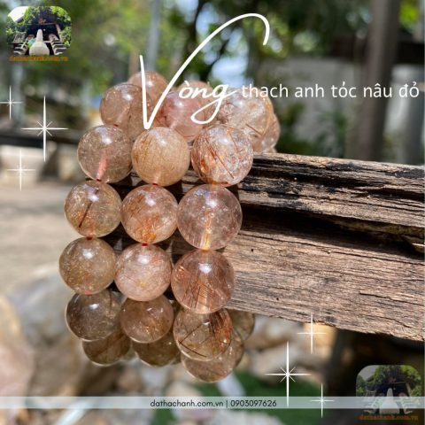 Vòng tay thạch anh tóc nâu đỏ tự nhiên