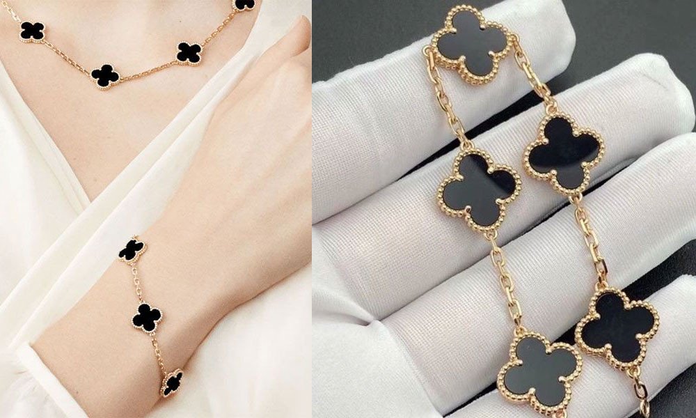 Vòng tay Van Cleef Alhambra Onyx Gold 18k Yellow Gold sang trọng