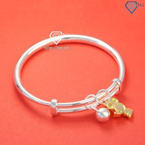 Vòng tay vàng cho bé đầy tháng hình con chuột đáng yêu, món quà ý nghĩa