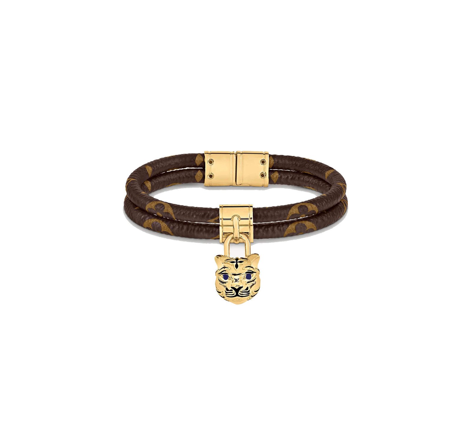 Hình ảnh chi tiết về chất liệu da cao cấp và kỹ thuật chế tác tinh xảo trên vòng tay Louis Vuitton