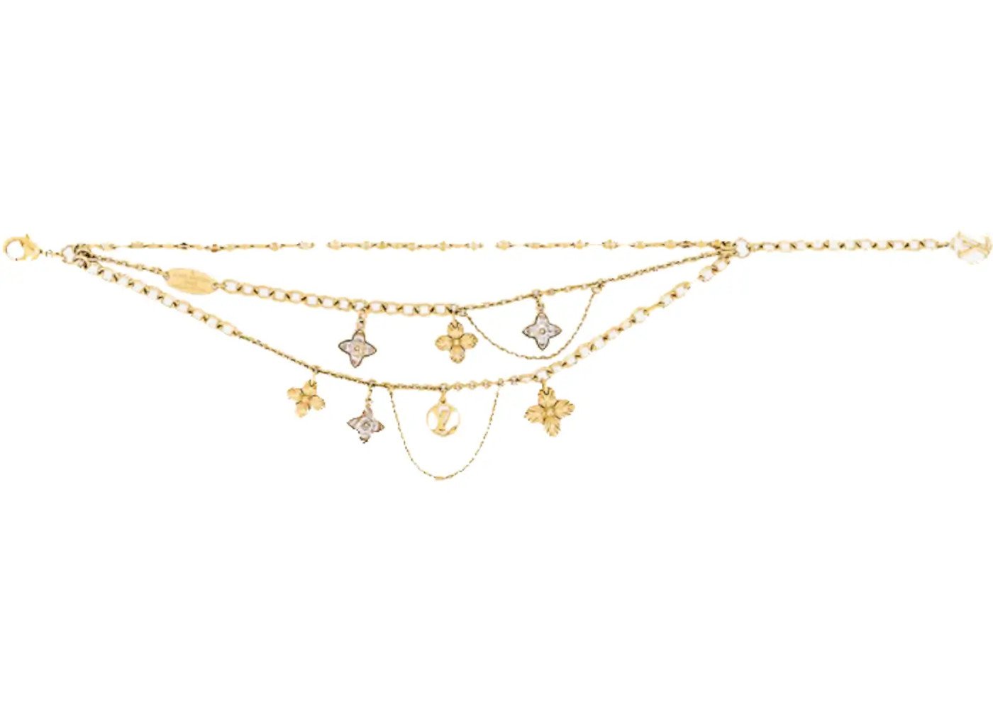Hình ảnh minh họa mẫu vòng tay Louis Vuitton Blooming Strass Bracelet với nhiều lớp dây đính đá