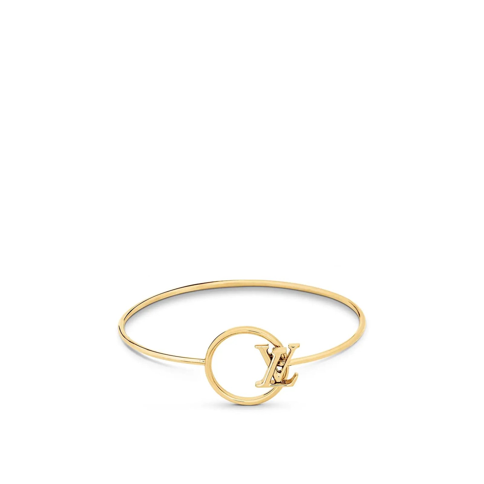 Hình ảnh minh họa vòng tay Louis Vuitton Eclipse Bracelet với logo LV mạ vàng trong vòng tròn