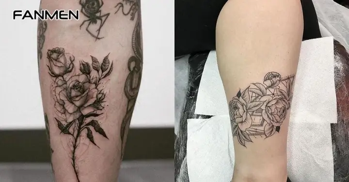 Hình Xăm Bắp Chân Cho Nam Hình Hoa Hồng