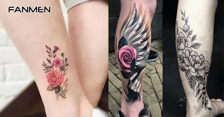 Hình Xăm Bắp Chân Cho Nam Hình Hoa Hồng