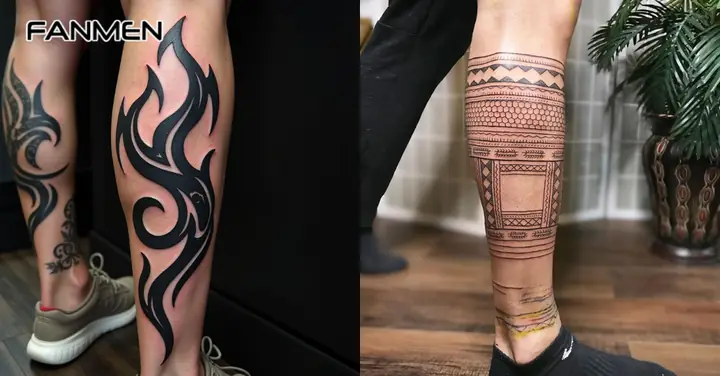 Hình Xăm Bắp Chân Phong Cách Tribal