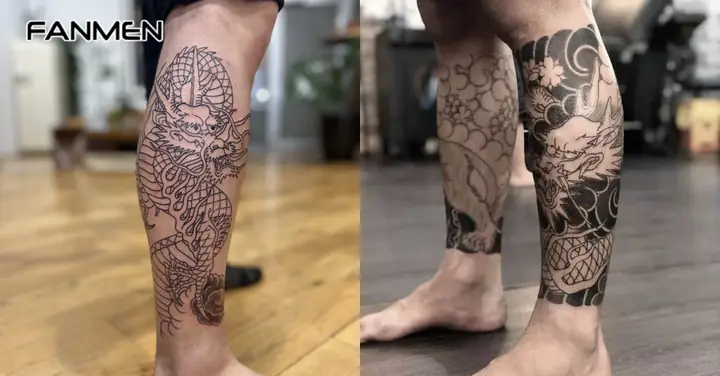 Hình Xăm Bắp Chân Họa Tiết Hình Rồng