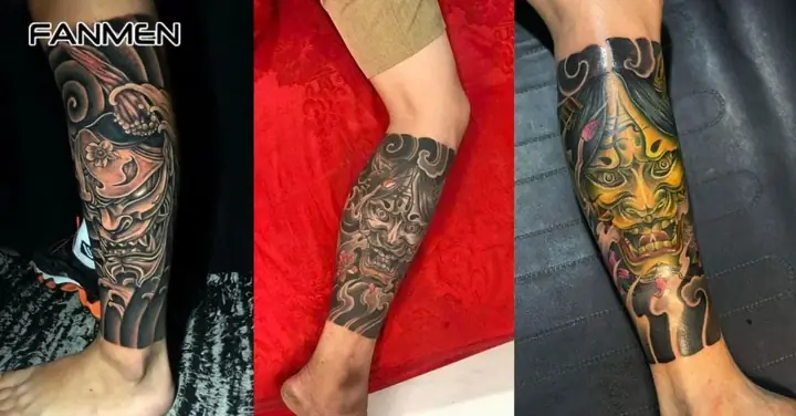 Hình Xăm Bắp Chân Cho Nam Hình Mặt Quỷ