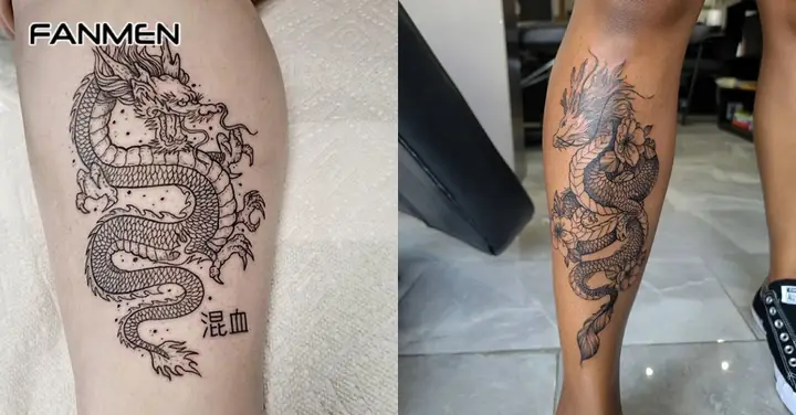 Hình Xăm Bắp Chân Họa Tiết Hình Rồng