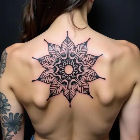 Hình Xăm Hoa Tuyết Kết Hợp Mandala