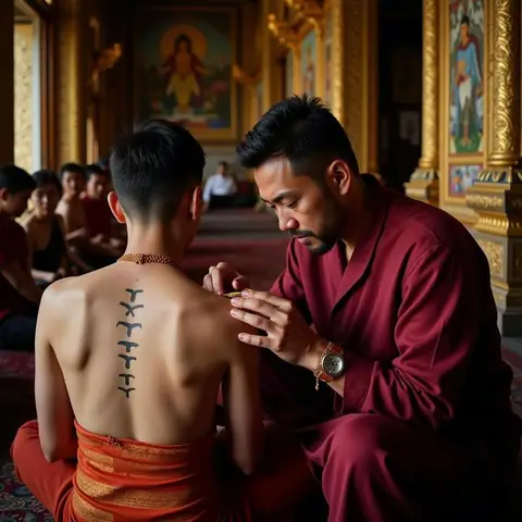 Lựa Chọn Sư Phụ Xăm Bùa Thái 5 Dòng Và Nghi Lễ Xăm