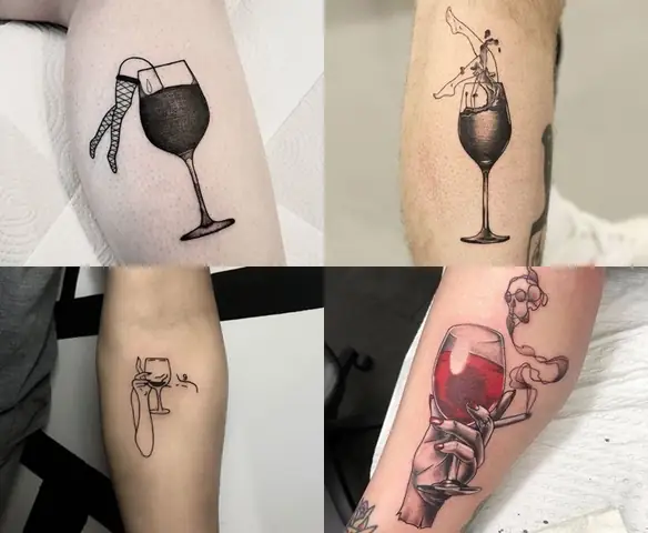 Hình Xăm Ly Rượu Vang